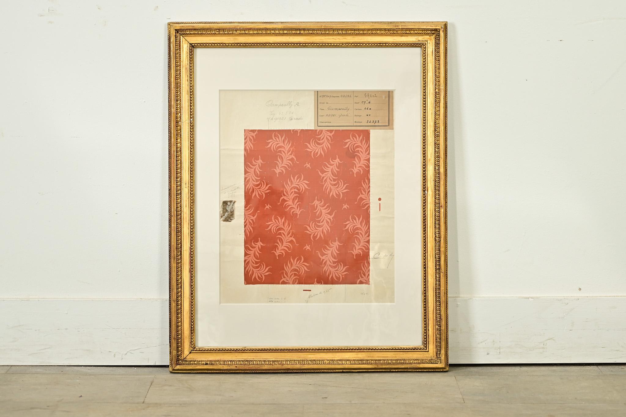 Glass French 19th Century Framed Fabric Strike Off For Sale