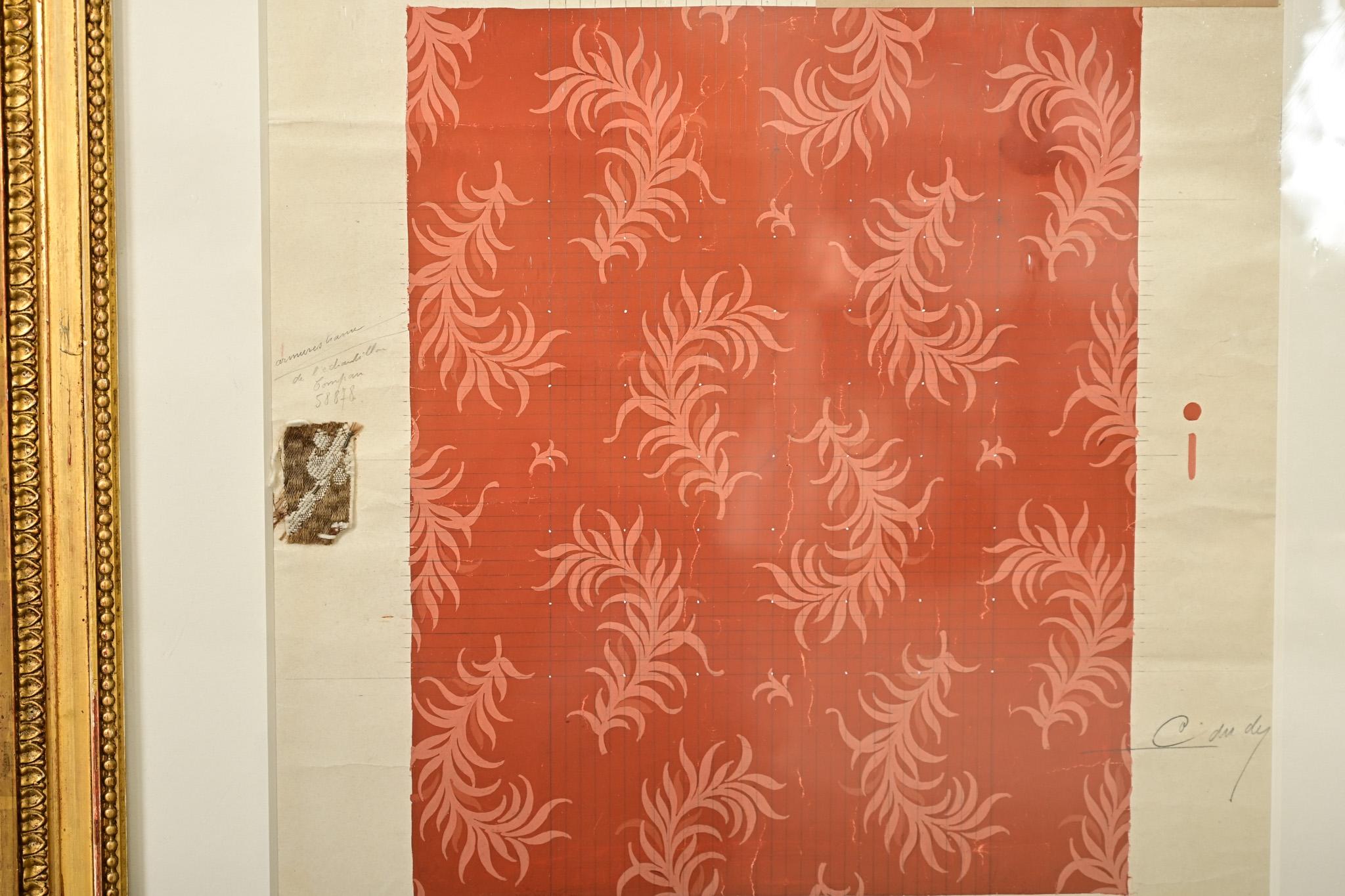 French 19th Century Framed Fabric Strike Off For Sale 1