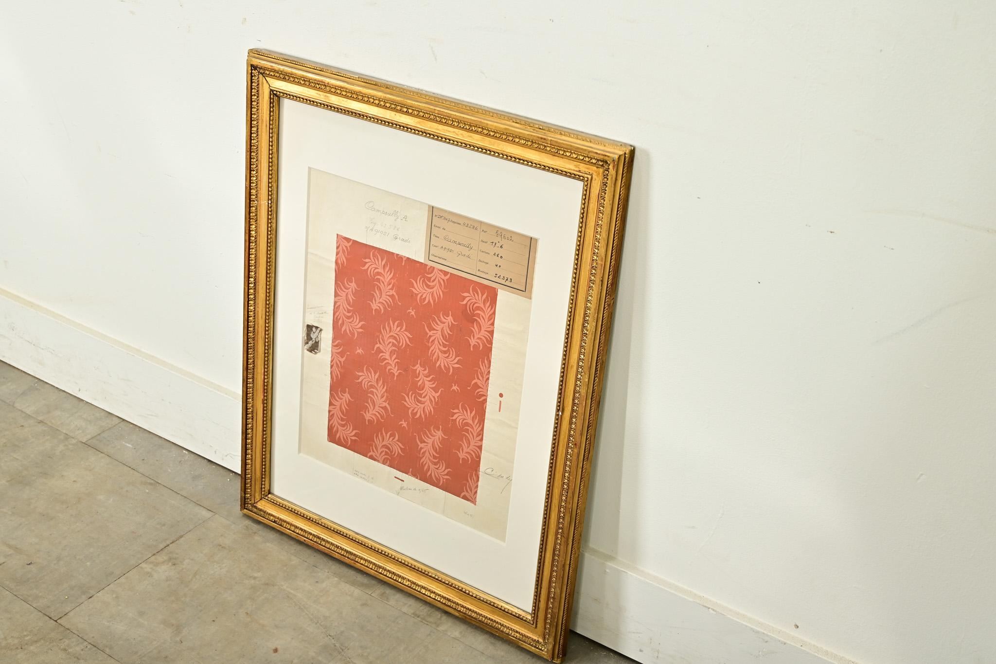 French 19th Century Framed Fabric Strike Off For Sale 3