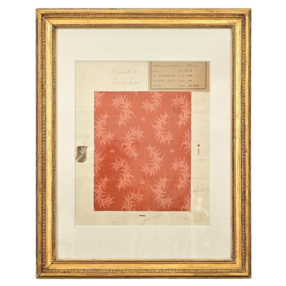 French 19th Century Framed Fabric Strike Off For Sale