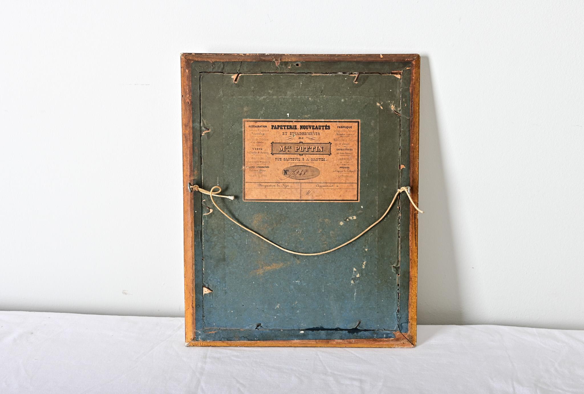 French 19th Century Framed Hand Colored Lithograph In Good Condition For Sale In Baton Rouge, LA