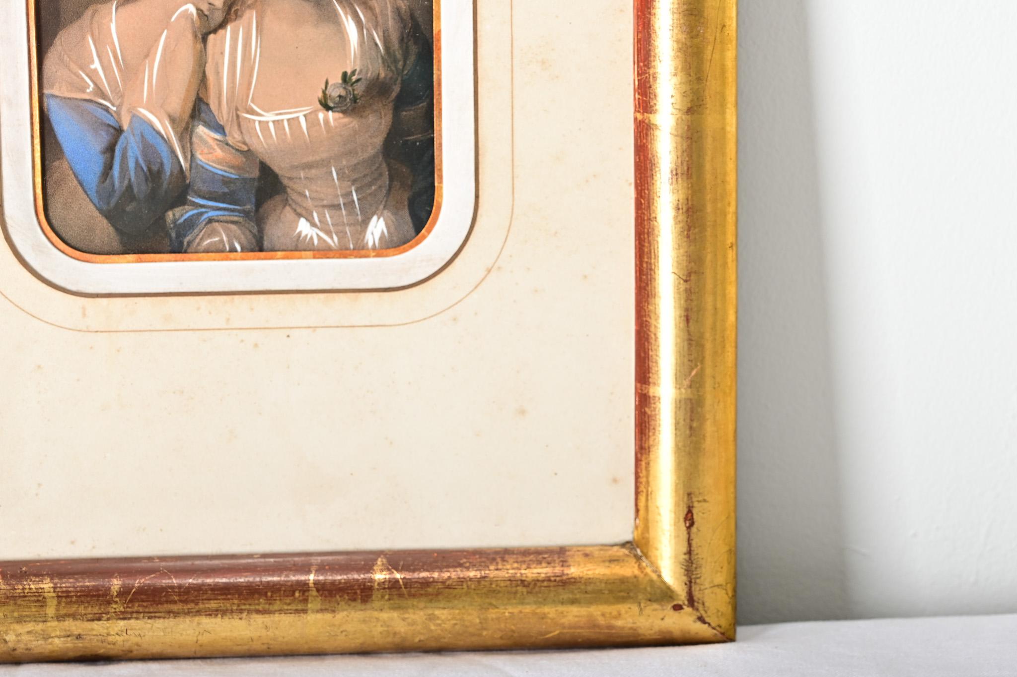 French 19th Century Framed Hand Colored Lithograph For Sale 2