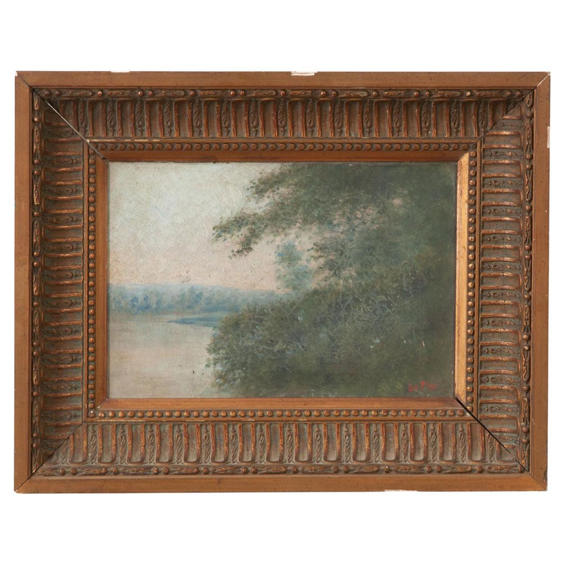 Large French Framed Diorama or Painting of a Castle Scene, 19th Century