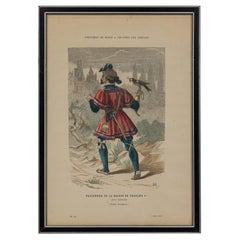 French 19th-Century Framed Lithograph of a Falconer of the House of François I i