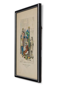 French Framed Lithograph of a Parisian Noble Family and Architect