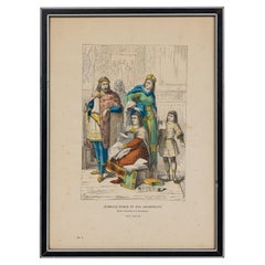 French 19th-Century Framed Lithograph of a Parisian Noble Family and their Archi