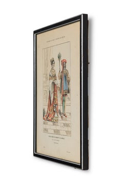 French 19th-Century Framed Lithograph of a Parisian Noble Lady