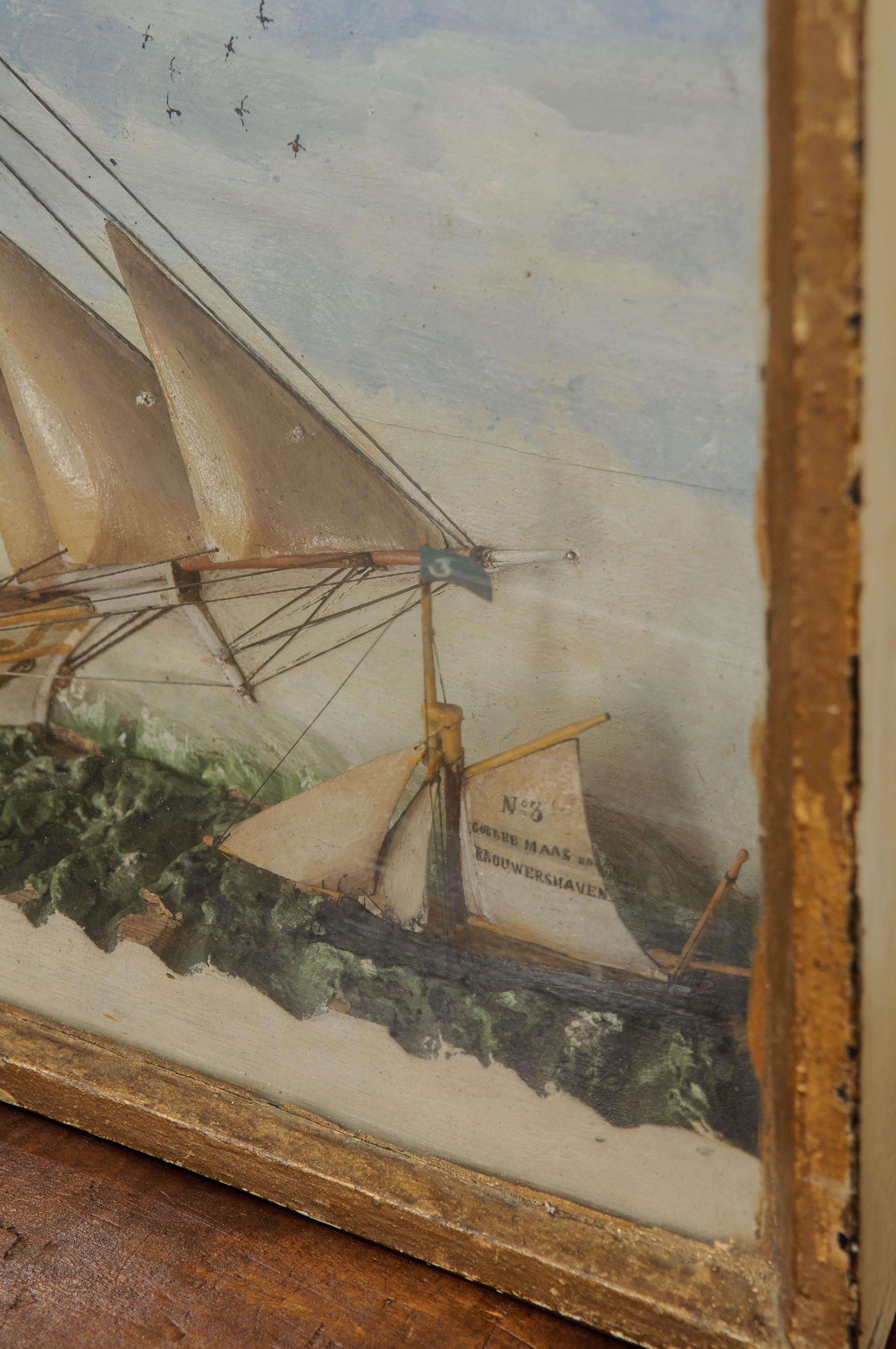 French 19th Century Framed Nautical Diorama 3