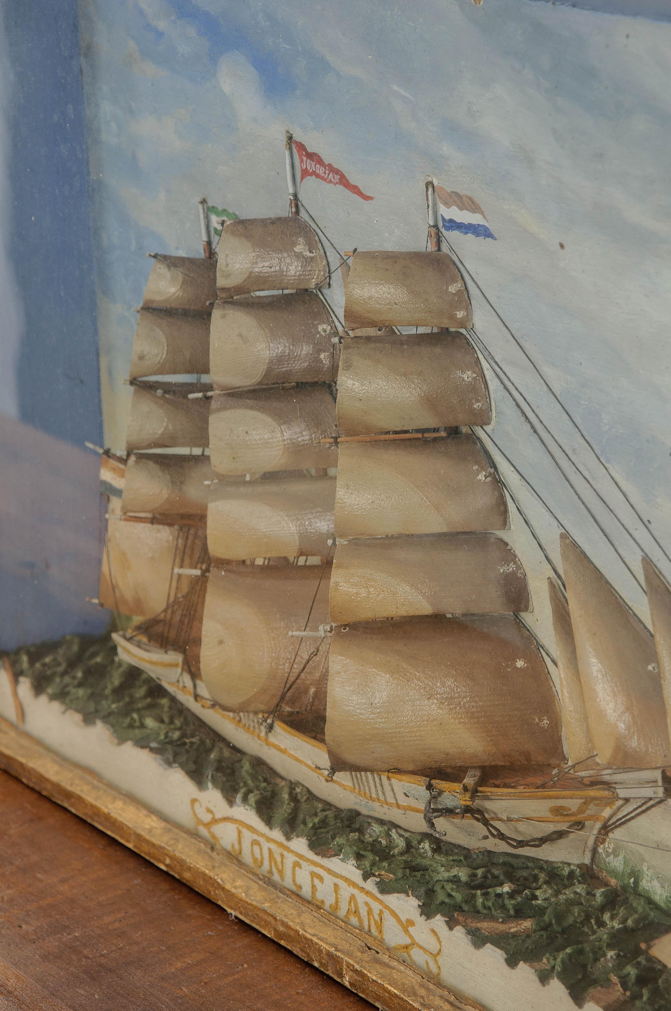 French 19th Century Framed Nautical Diorama 4