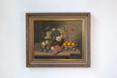 French 19th Century Framed Oil on Canvas Still-Life Painting Depicting Fruits