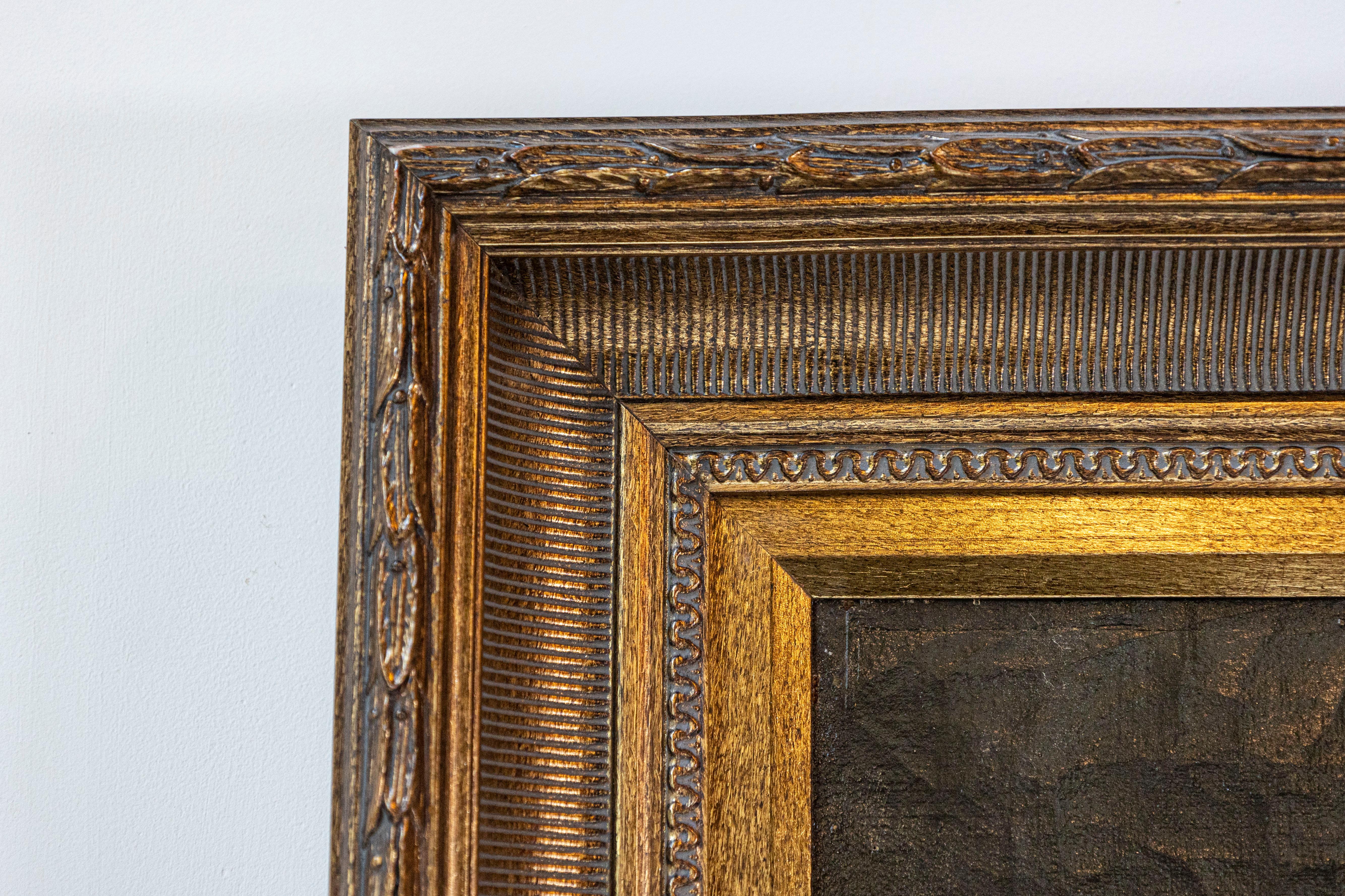 Intagliato Dipinto olio su tela con cornice del 19° secolo raffigurante dei frutti in vendita