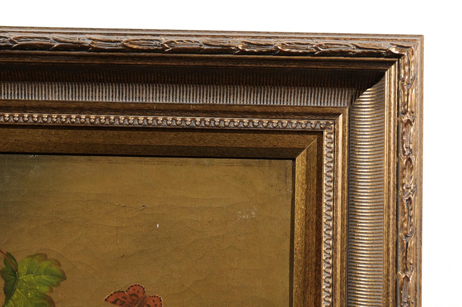 French 19th Century Framed Oil on Canvas Still-Life Painting Depicting Fruits For Sale 3