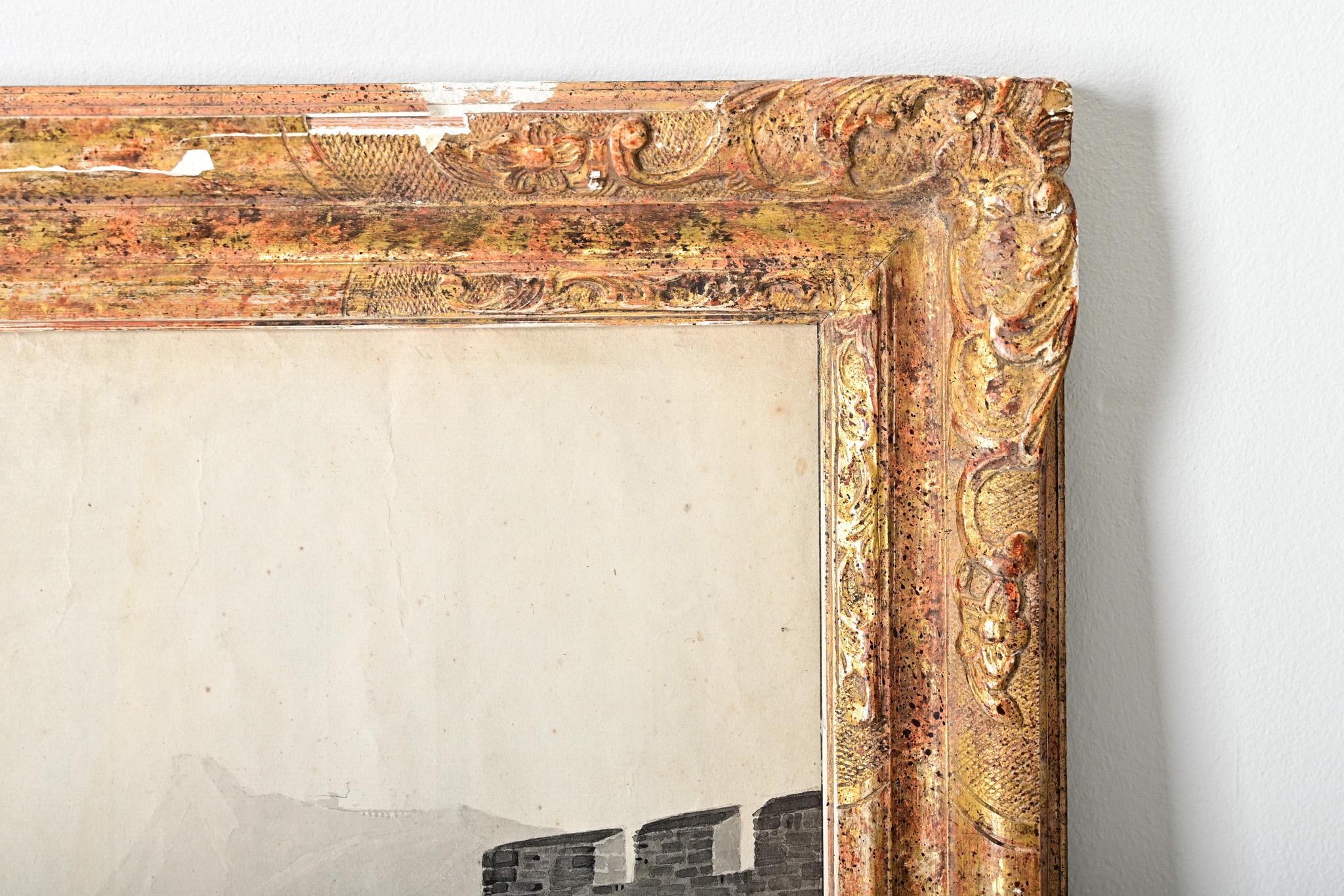 French 19th Century Framed Seaside Lithograph For Sale 1