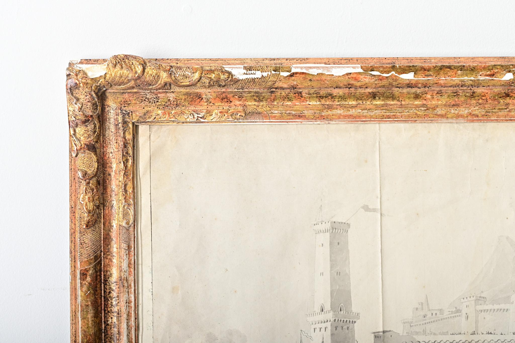 French 19th Century Framed Seaside Lithograph For Sale 2