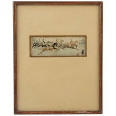 French 19th Century Framed Silk Embroidery Art Work Horse Race