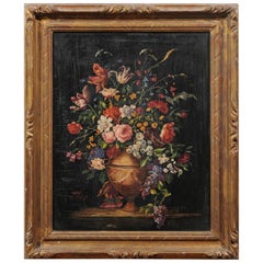 French 19th Century Framed Still-Life Painting Depicting a Bouquet of Flowers