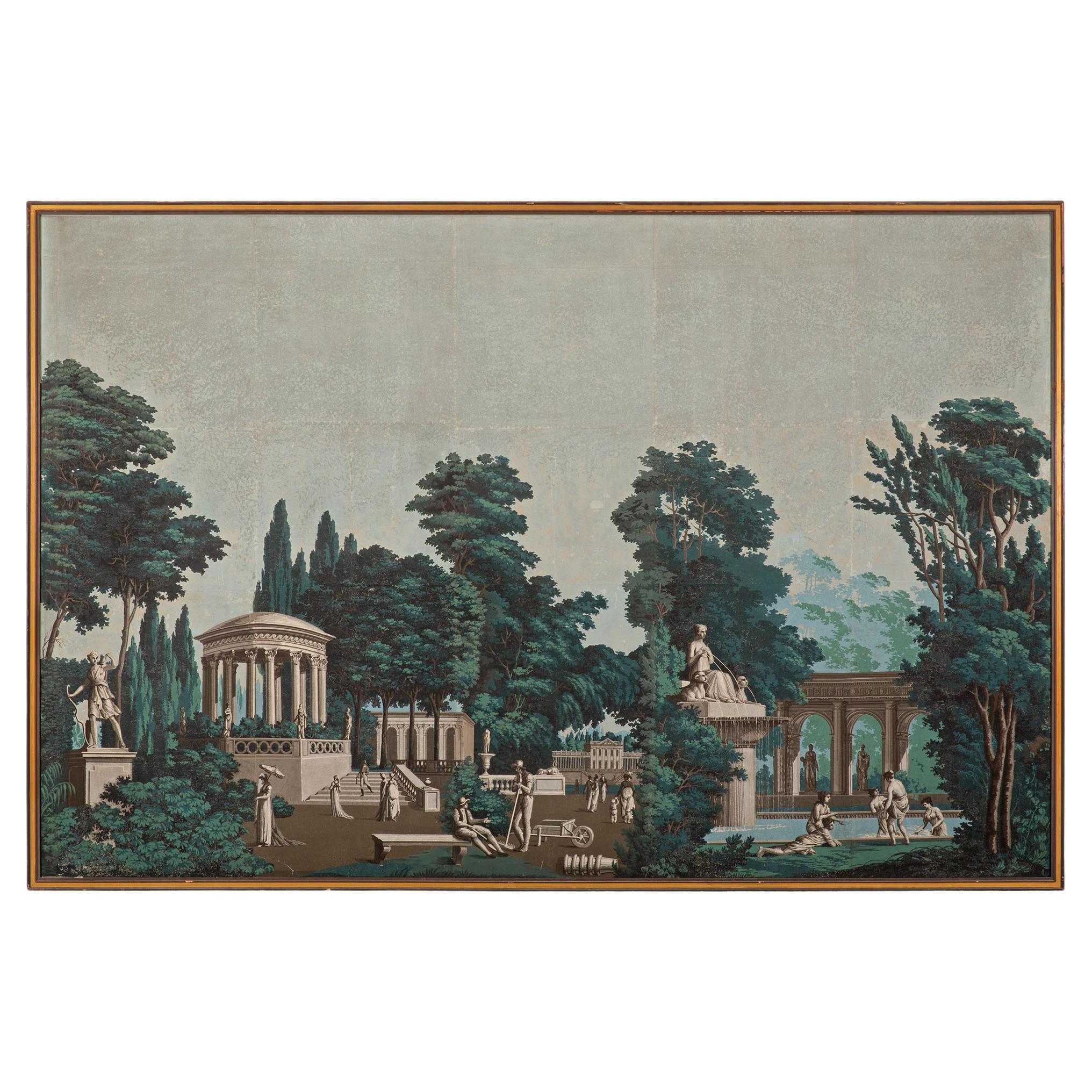French 19th Century Framed Wallpaper Wall Decor