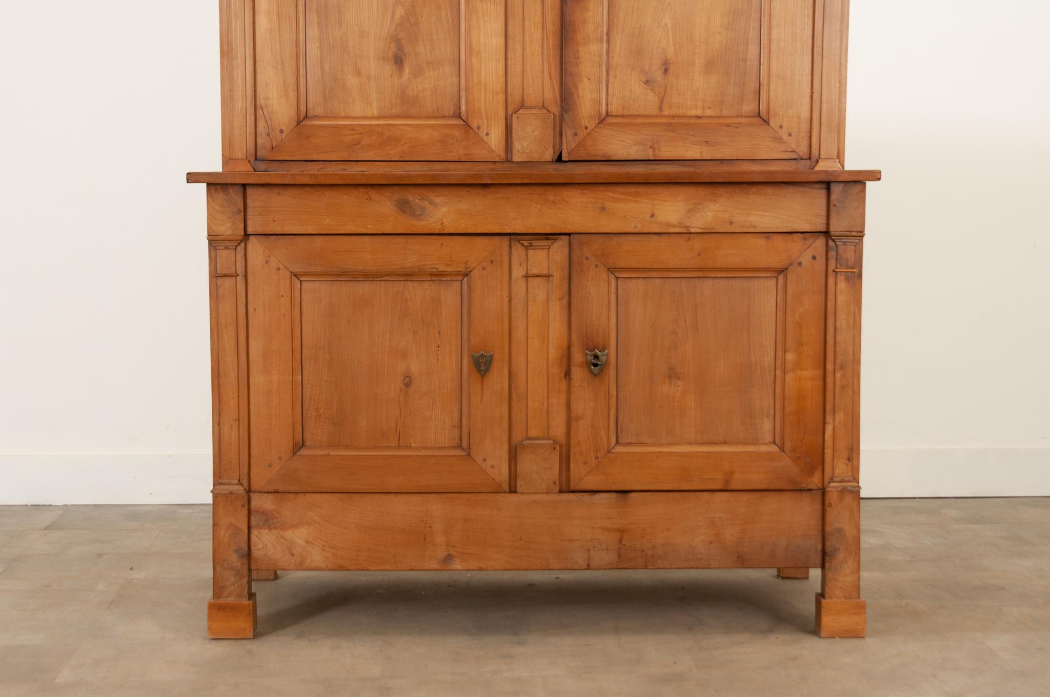 Carved French 19th Century Fruitwood Buffet a Deux Corps