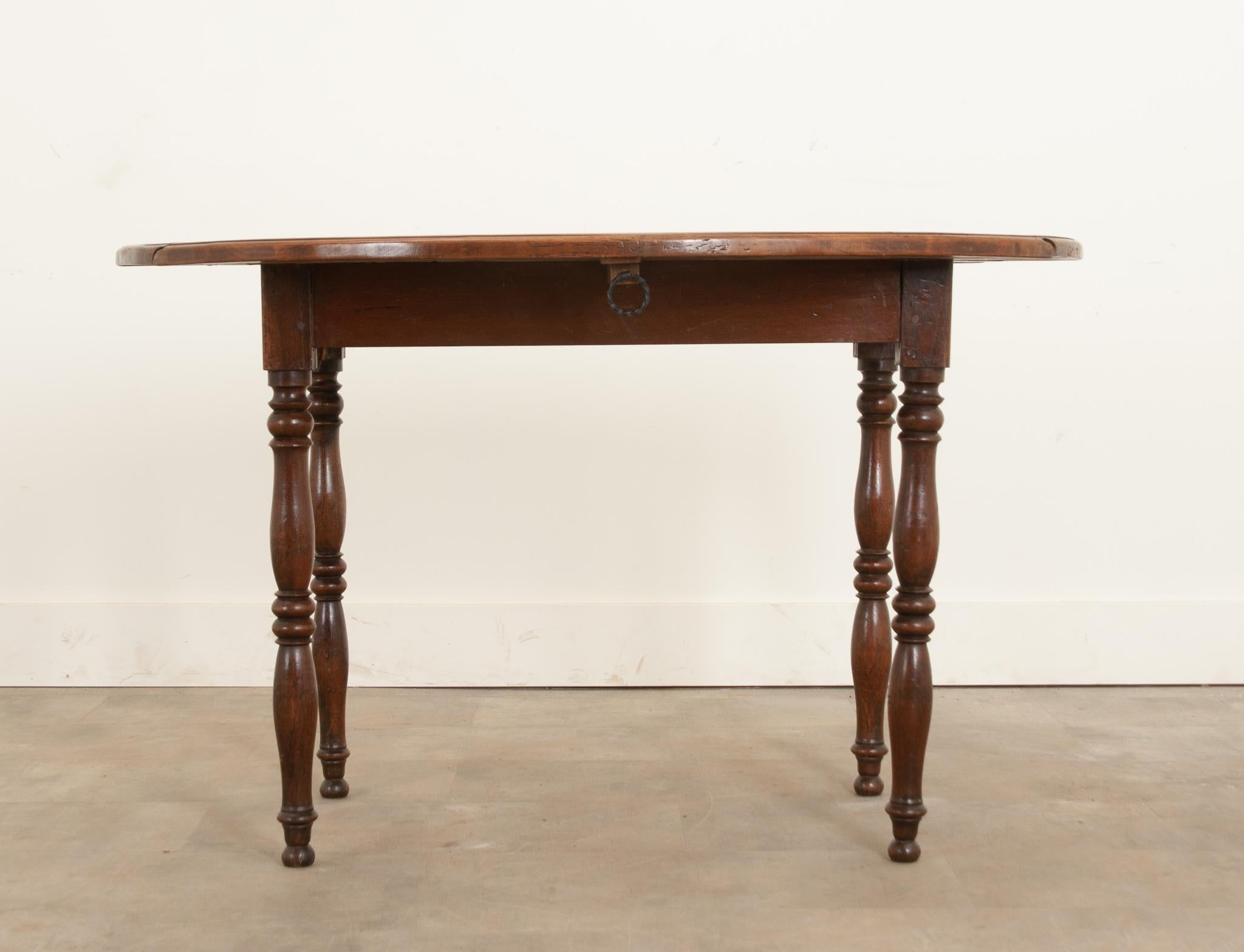 French Provincial French 19th Century Fruitwood Drop Leaf Table