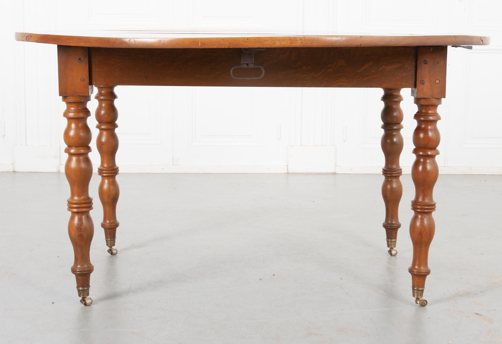 Metal French 19th Century Fruitwood Drop Leaf Table