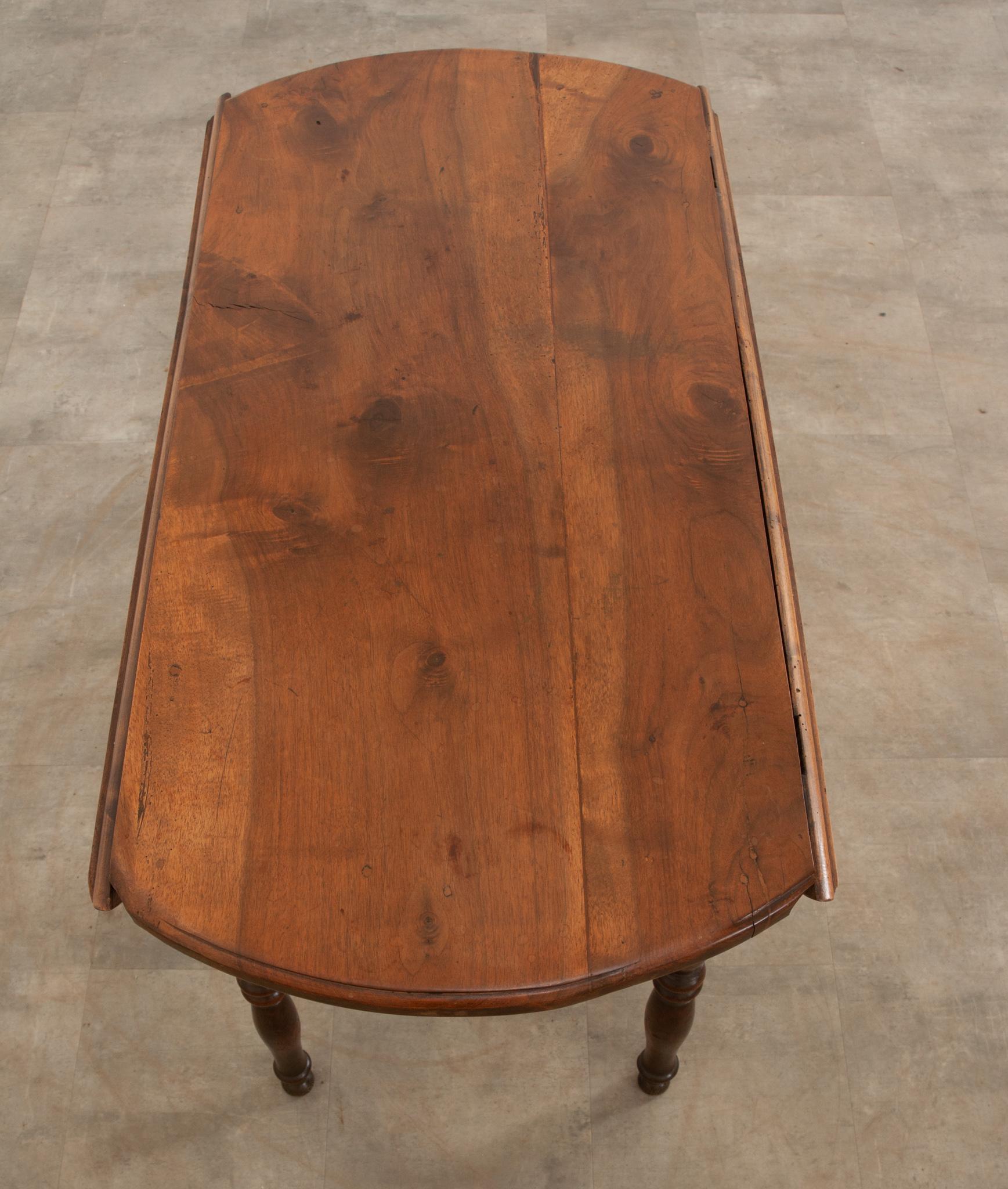 French 19th Century Fruitwood Drop Leaf Table 1