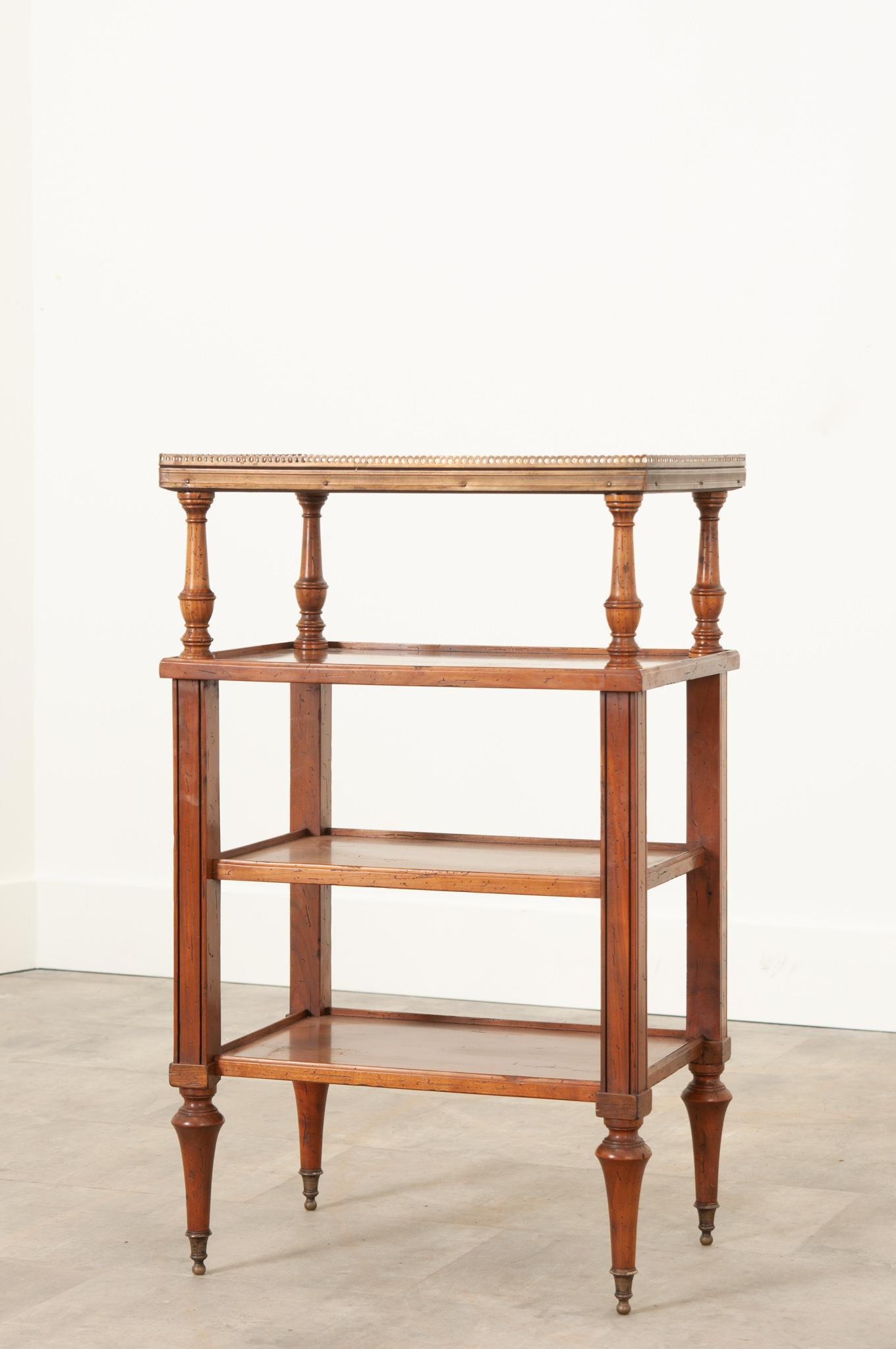 Patinated French 19th Century Fruitwood Etagere