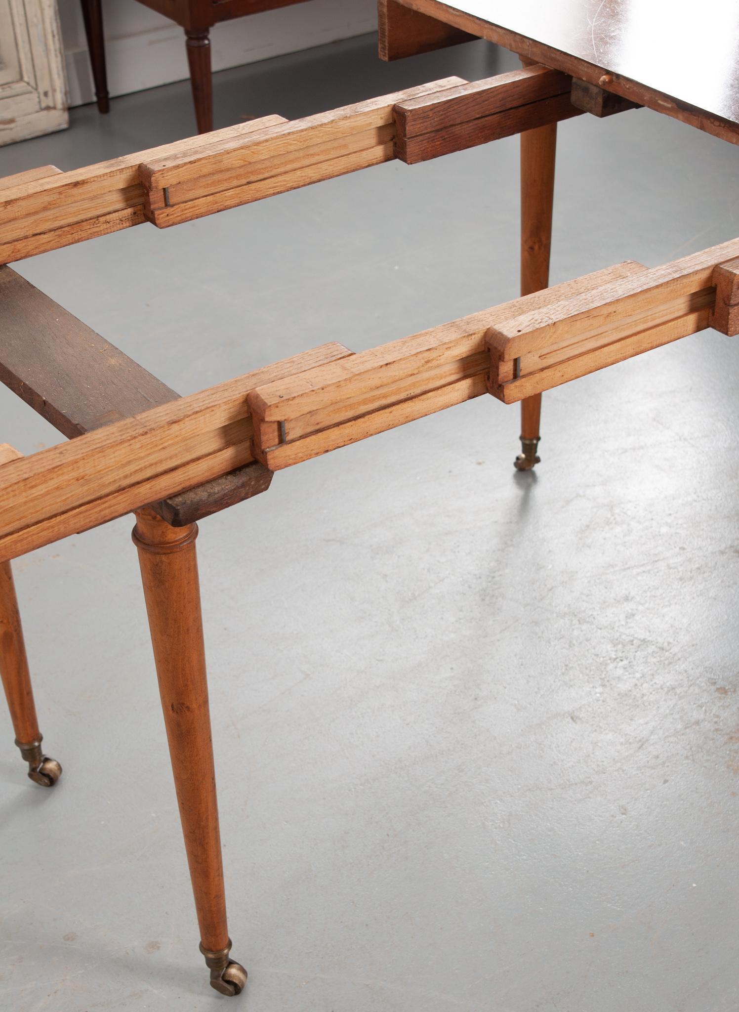 Brass French 19th Century Fruitwood Extending Drop Leaf Dining Table