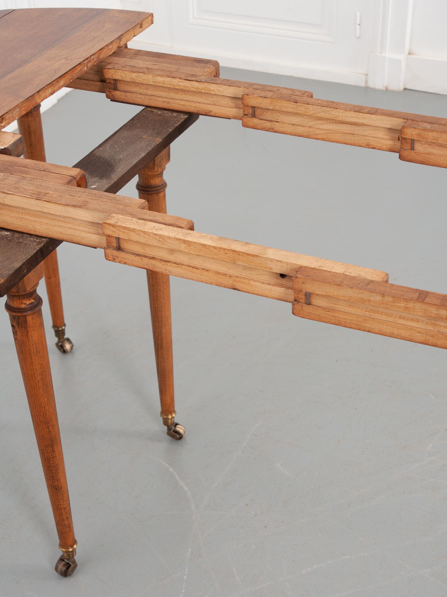 French 19th Century Fruitwood Extending Drop Leaf Dining Table 1