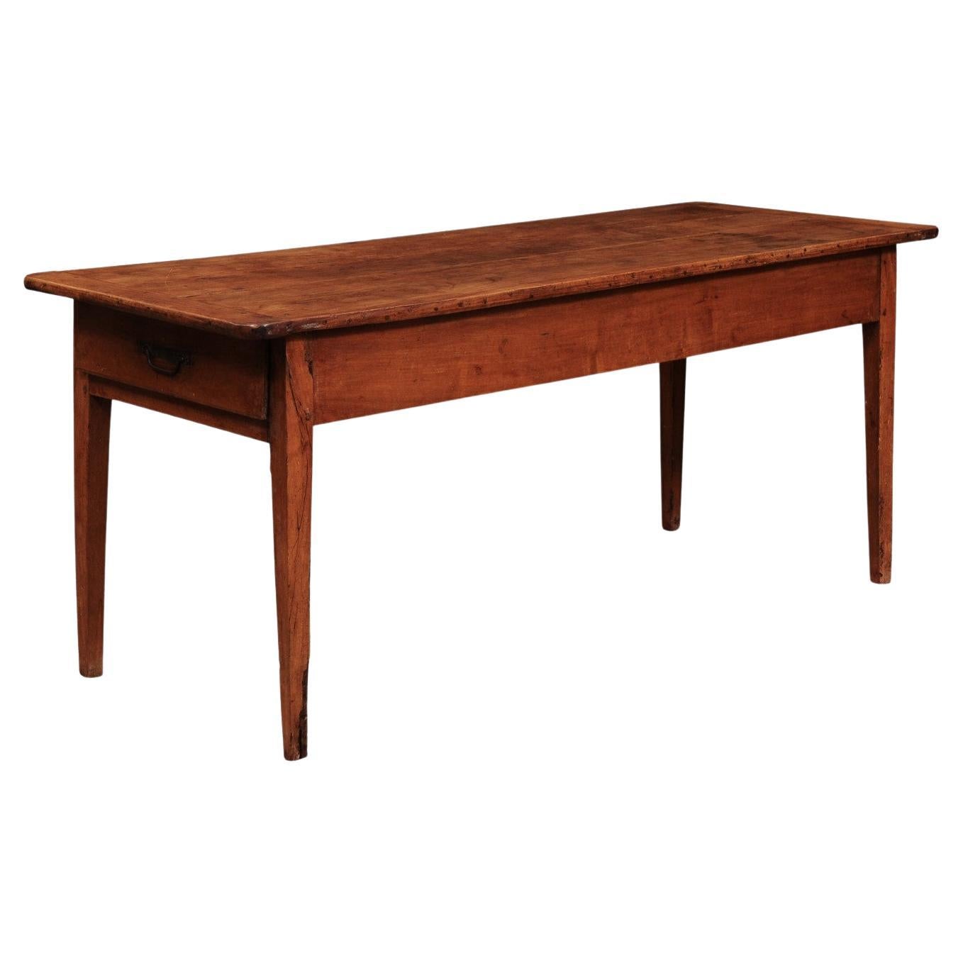 Mesa de granja/mesa de sofá estrecha de madera de frutal francesa del siglo XIX en venta