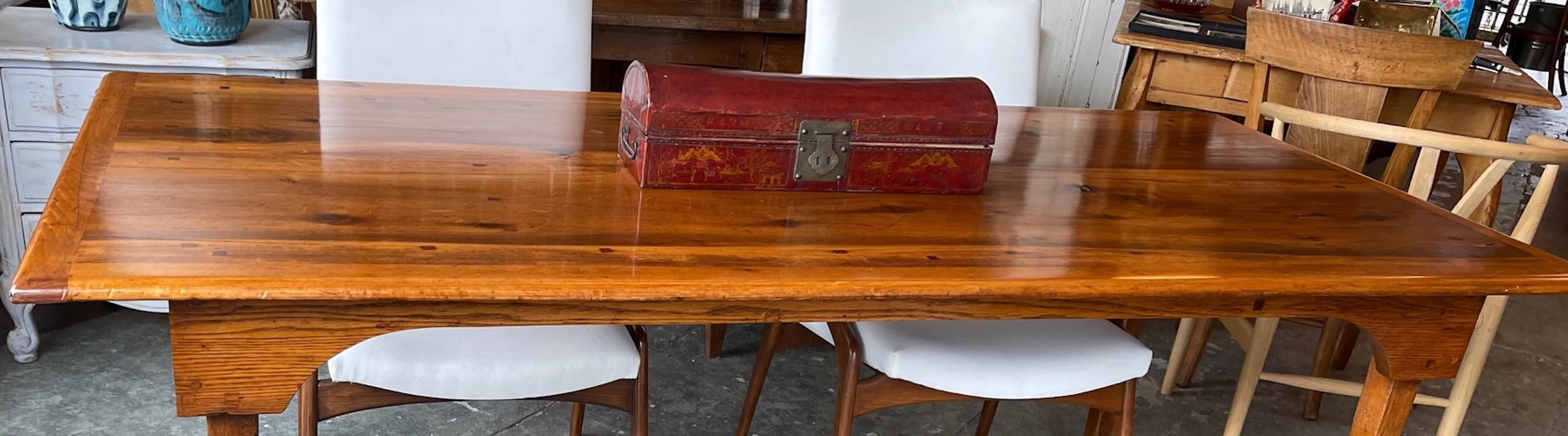 Stained French 19th Century Fruitwood Refectory Table