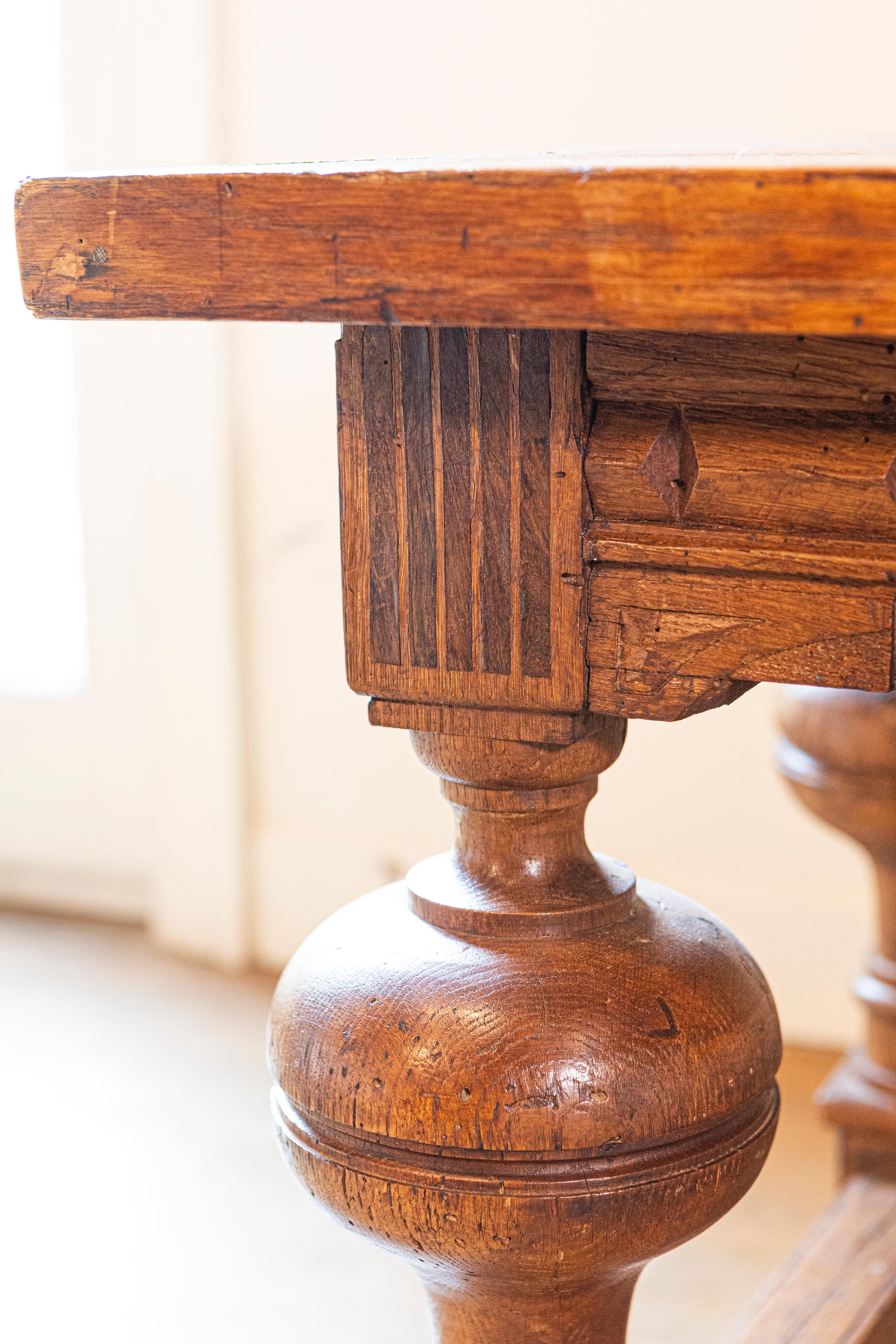 French 19th Century Fruitwood Side Table with Hand Carved Apron and Bulbous Legs 6