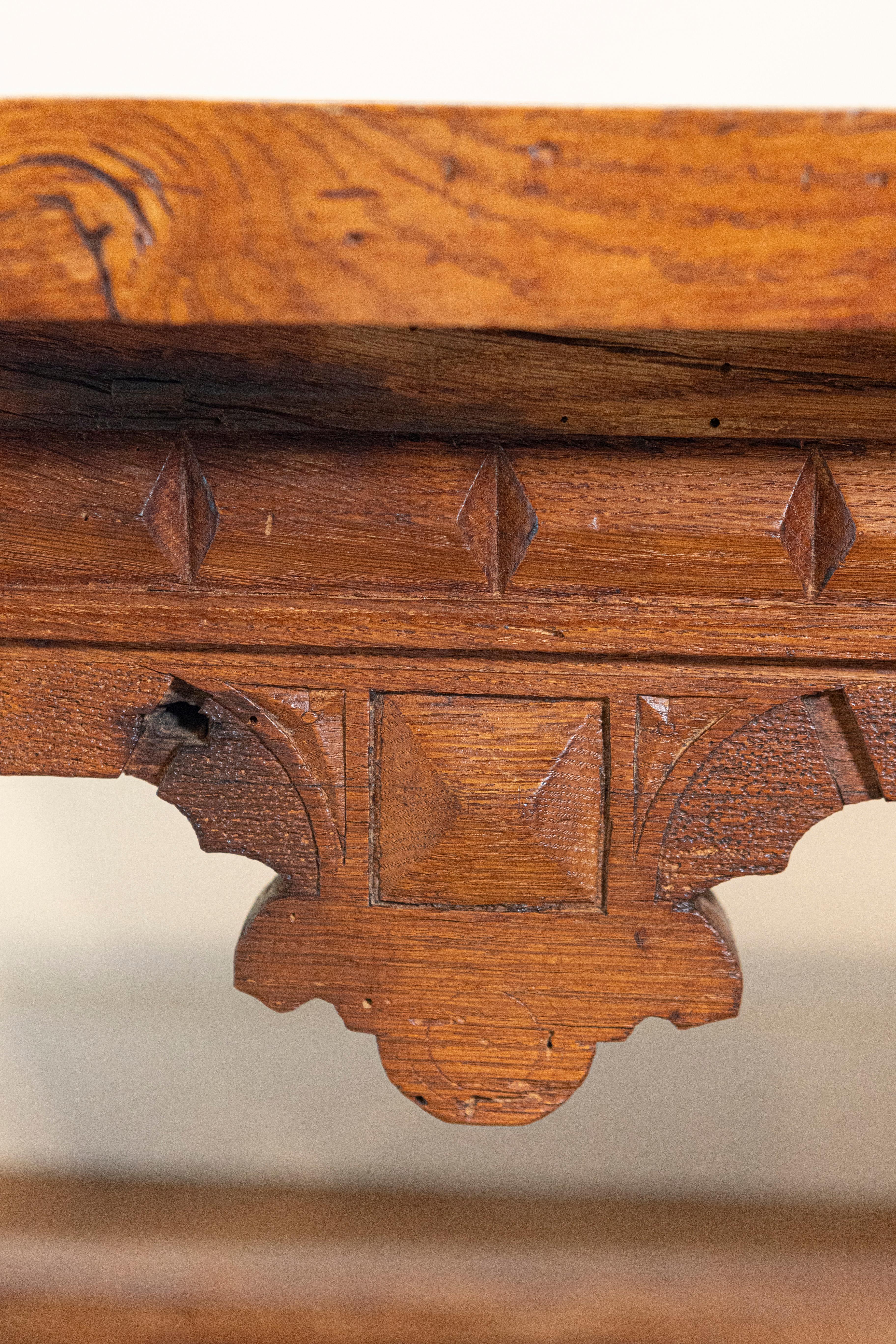 French 19th Century Fruitwood Side Table with Hand Carved Apron and Bulbous Legs 2