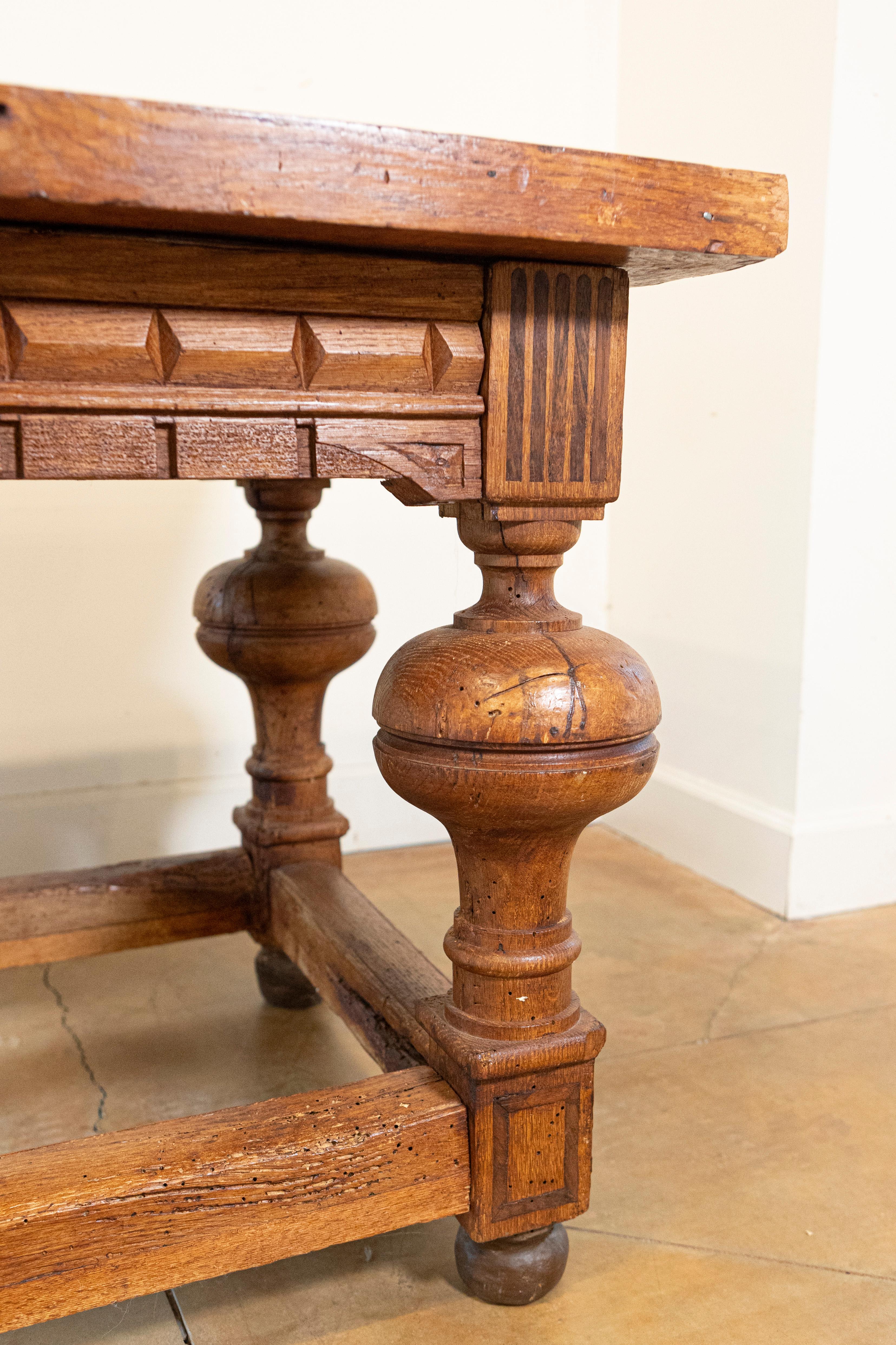 French 19th Century Fruitwood Side Table with Hand Carved Apron and Bulbous Legs 5