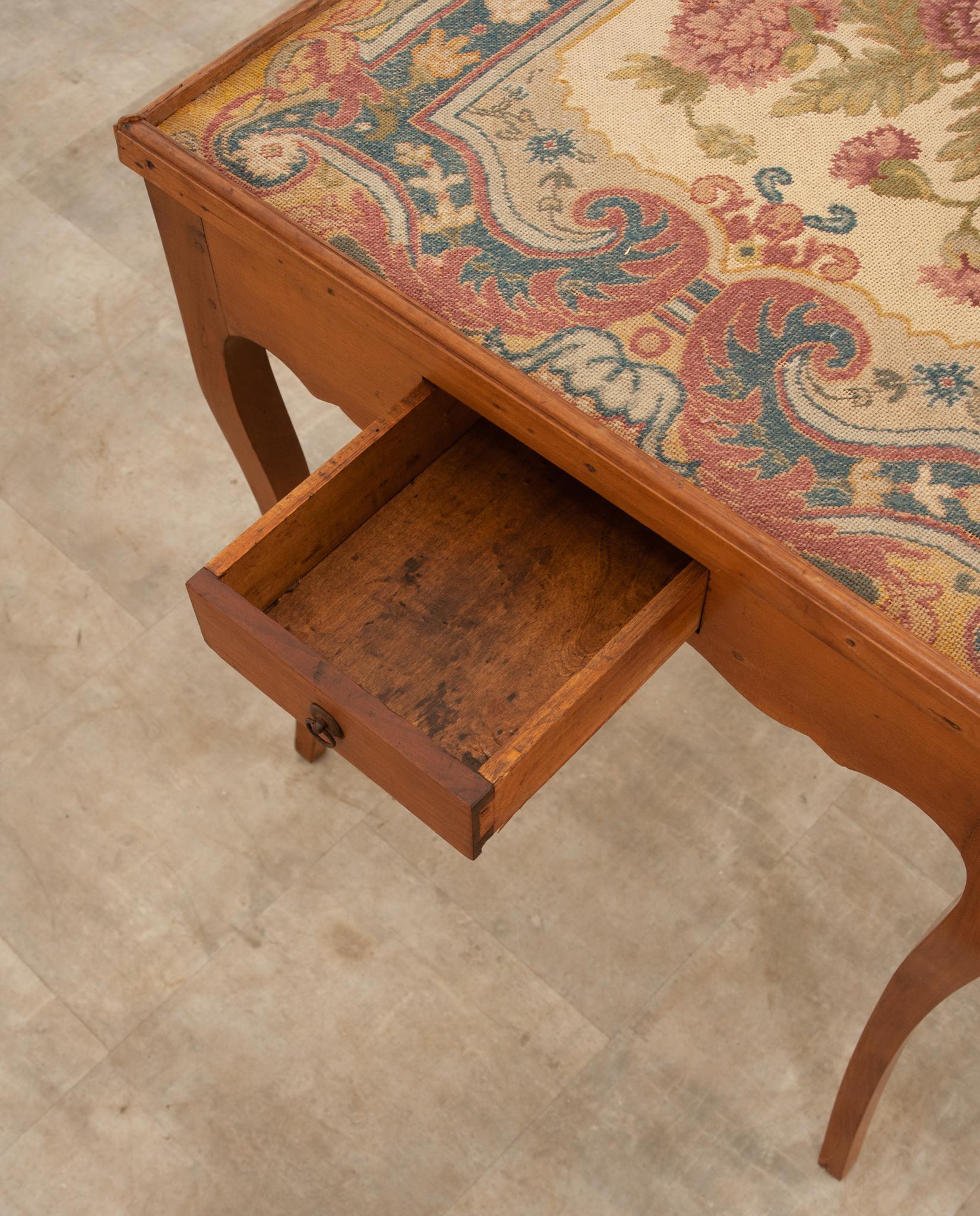 French 19th Century Fruitwood Tapestry Tea Table 4