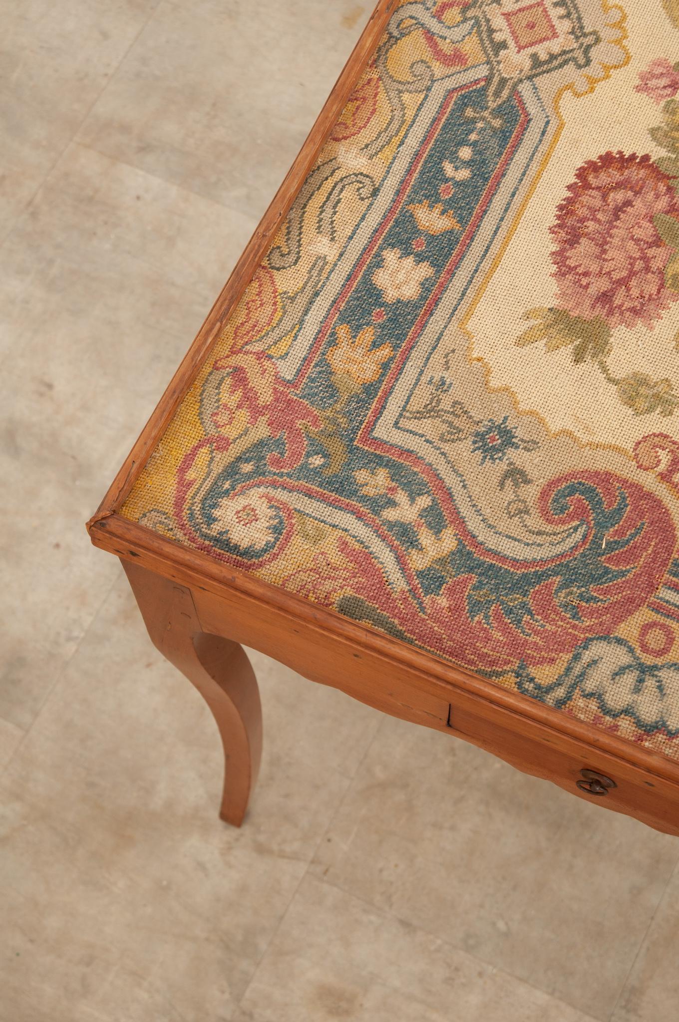 French 19th Century Fruitwood Tapestry Tea Table 5