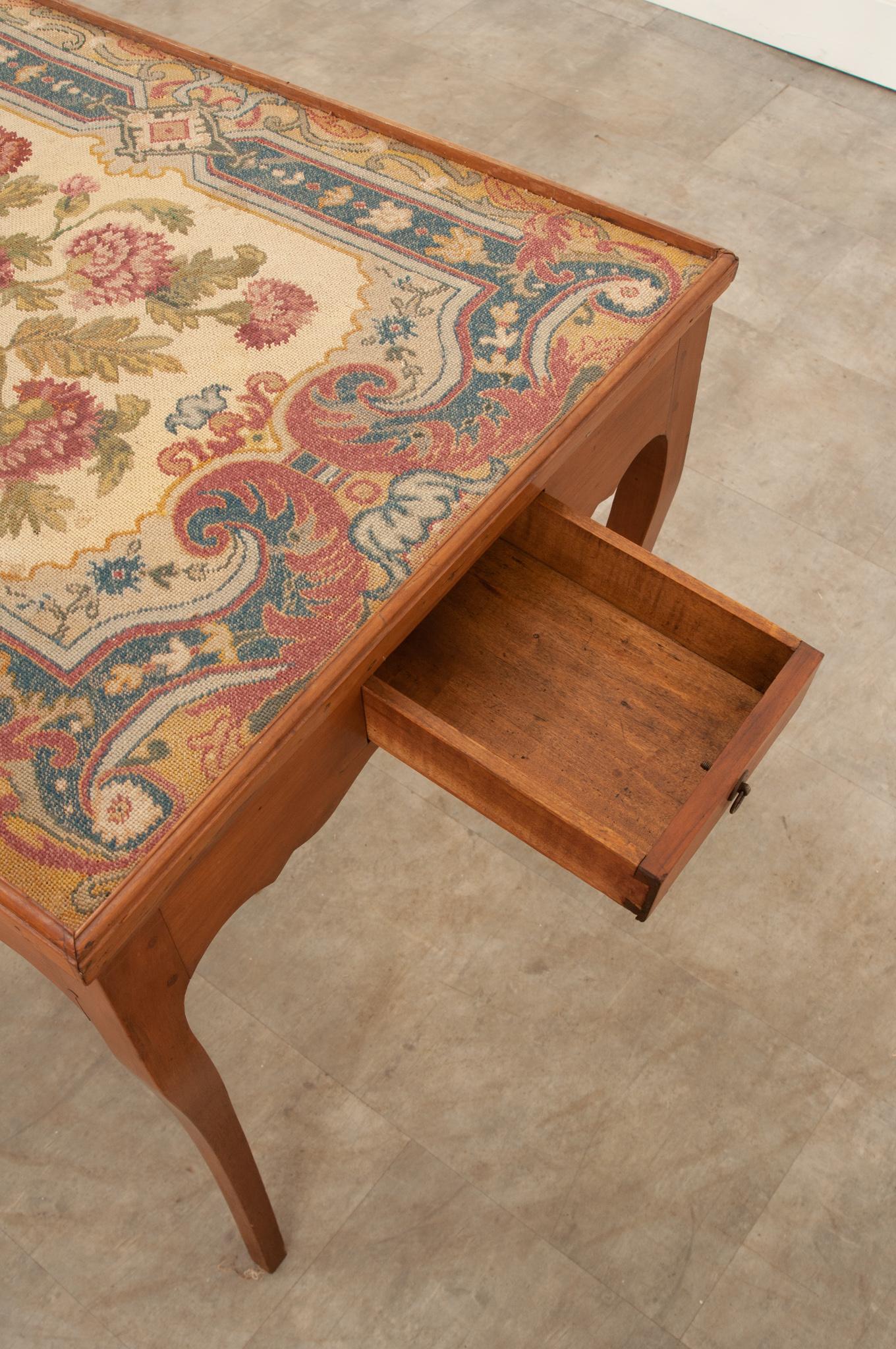 French 19th Century Fruitwood Tapestry Tea Table 3