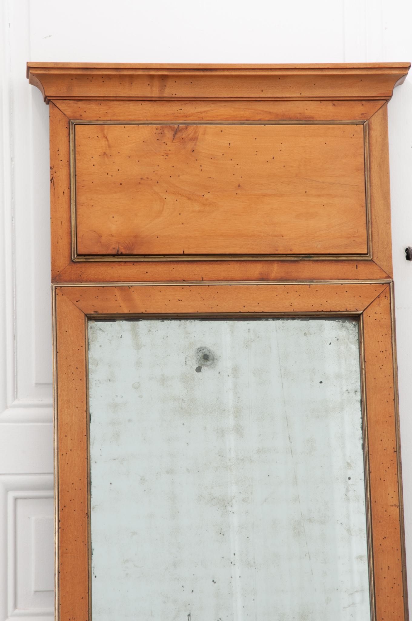 Rustic French 19th Century Fruitwood Trumeau For Sale