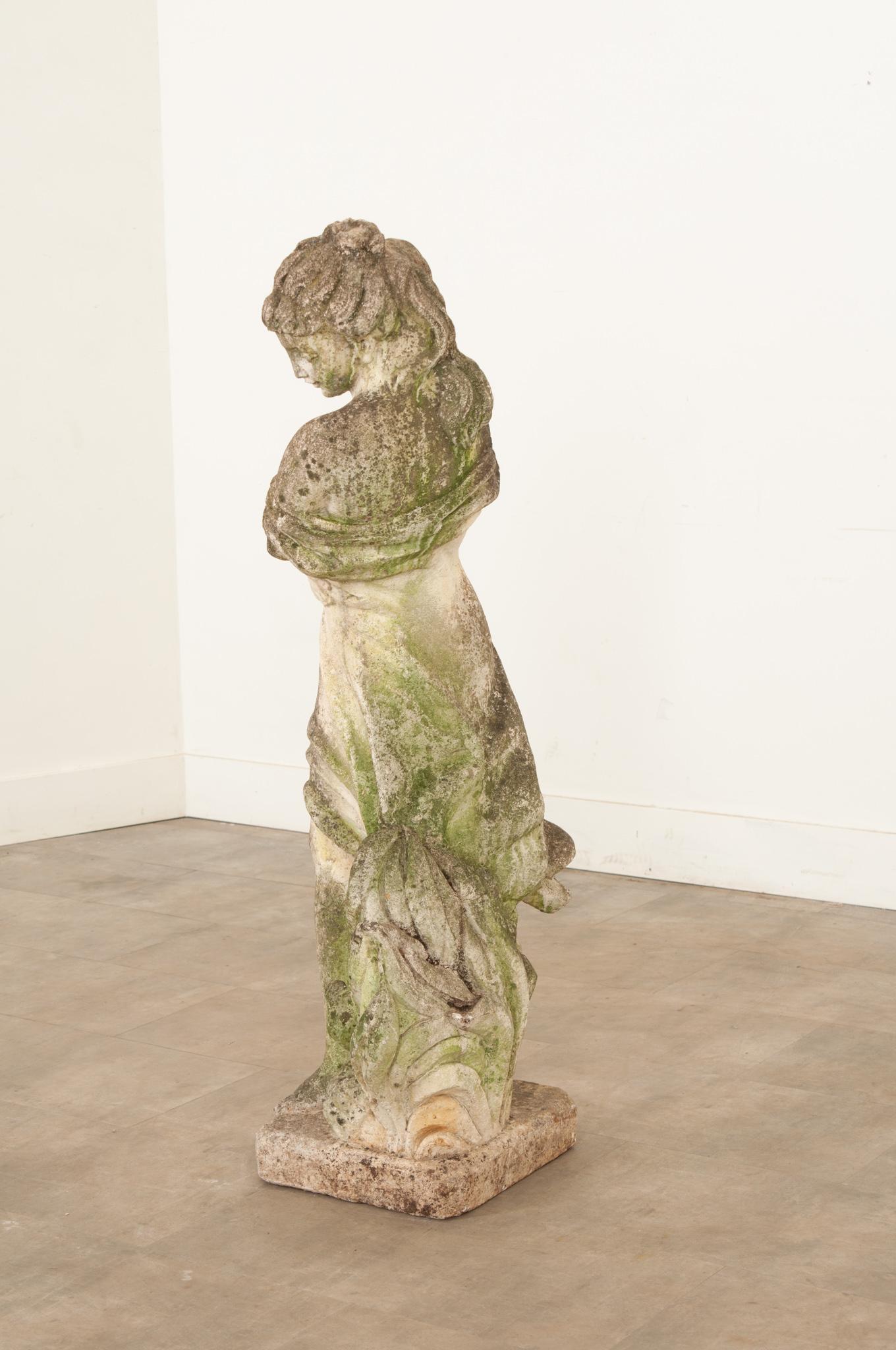 French 19th Century Garden Statue of a Maiden 4