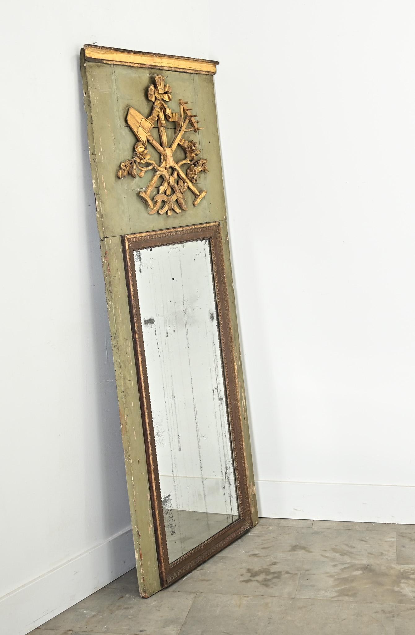 XIXe siècle Miroir Trumeau de jardinier français du 19ème siècle en vente