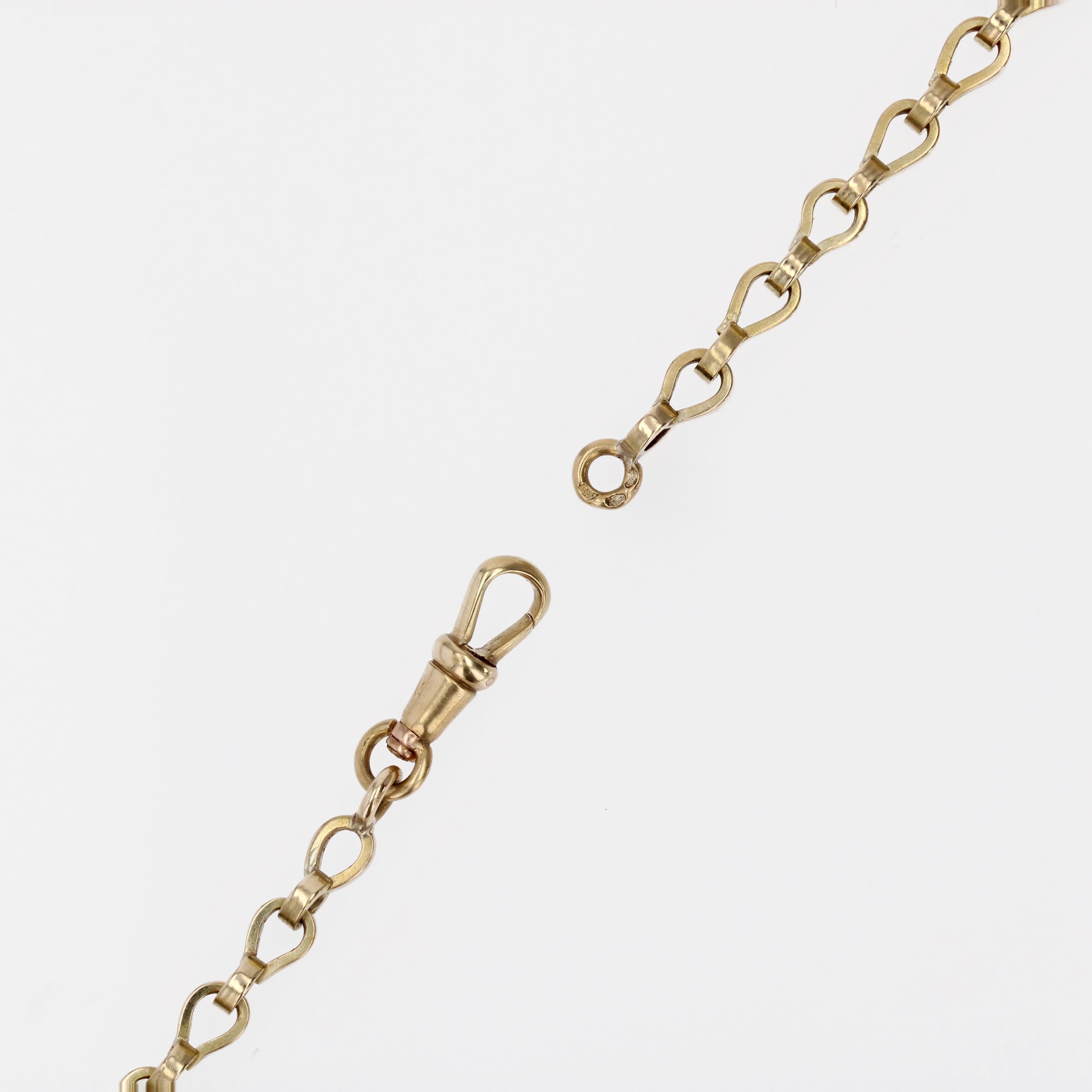 Médaillon et chaîne français du 19ème siècle en or jaune 18 carats avec grenats fins et perles en vente 11