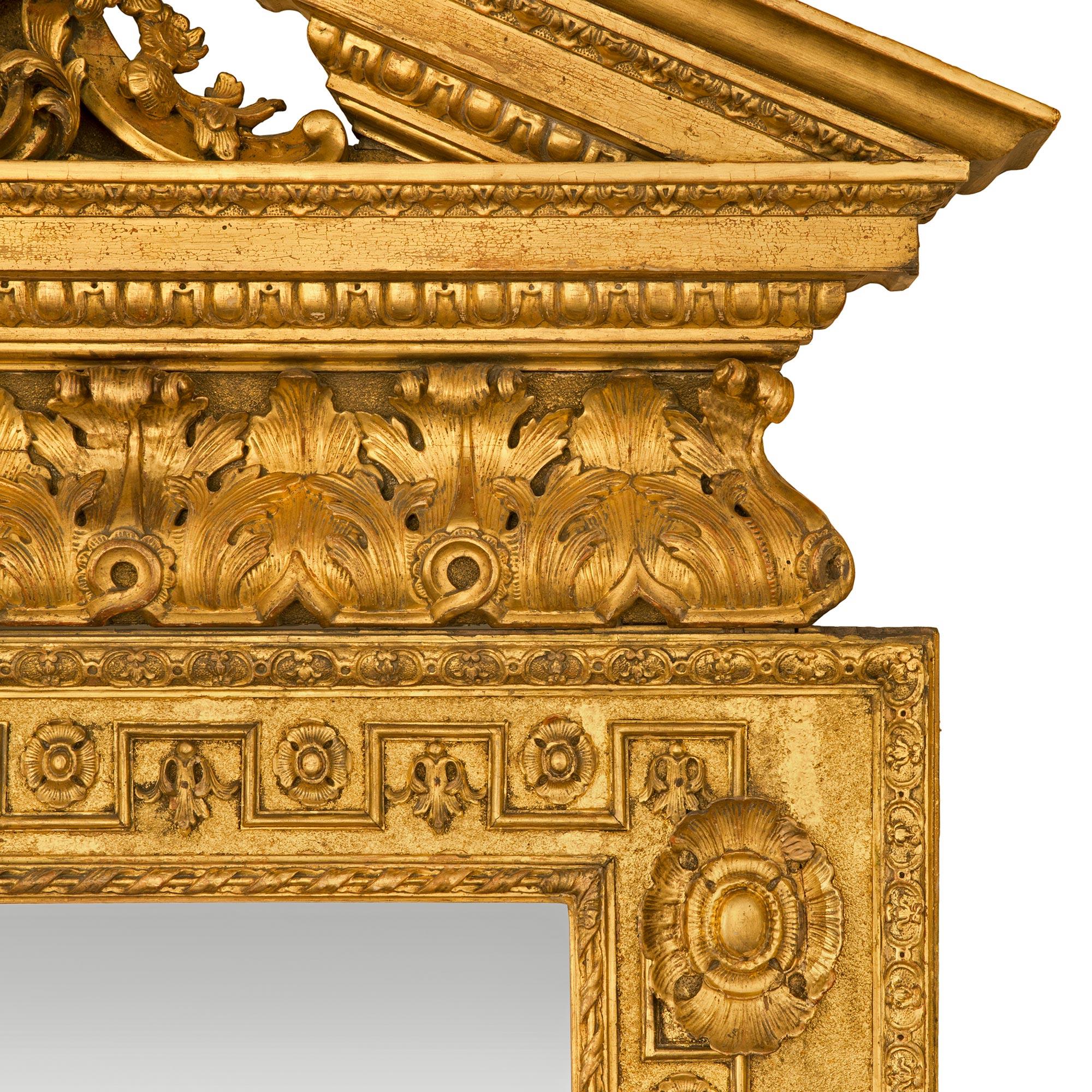 French 19th Century George I Carved Giltwood Mirror For Sale 2