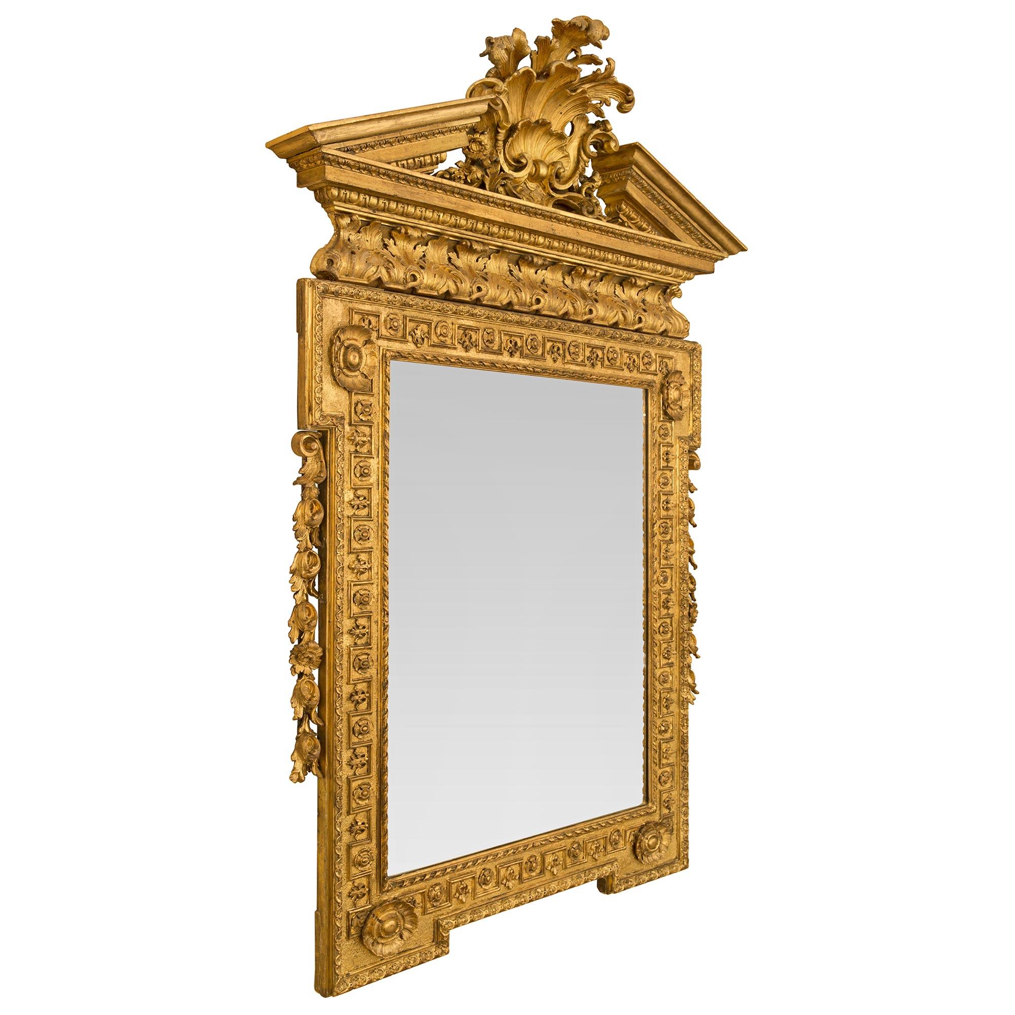 French 19th Century George I Carved Giltwood Mirror For Sale 4