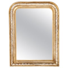 Espejo de pared francés del siglo XIX, dorado y tallado, Francia, hacia 1850