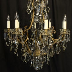 French, 19th Century Gilded and Crystal 9-Light Antique Chandelier