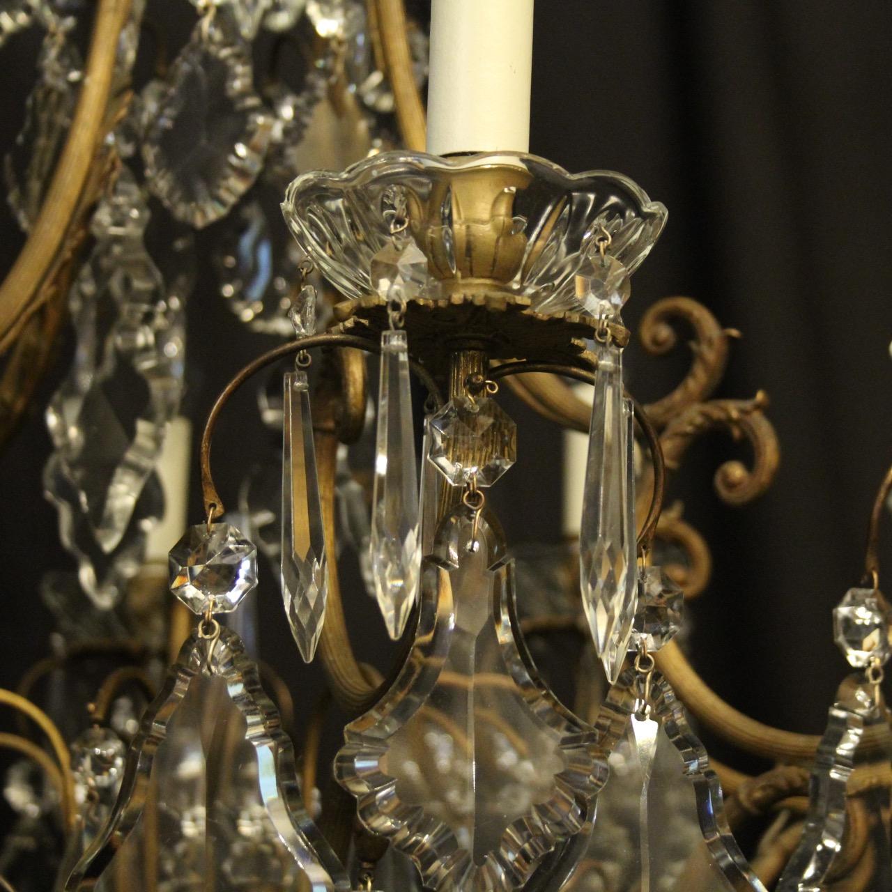 Gilt French, 19th Century Gilded and Crystal 9-Light Antique Chandelier For Sale
