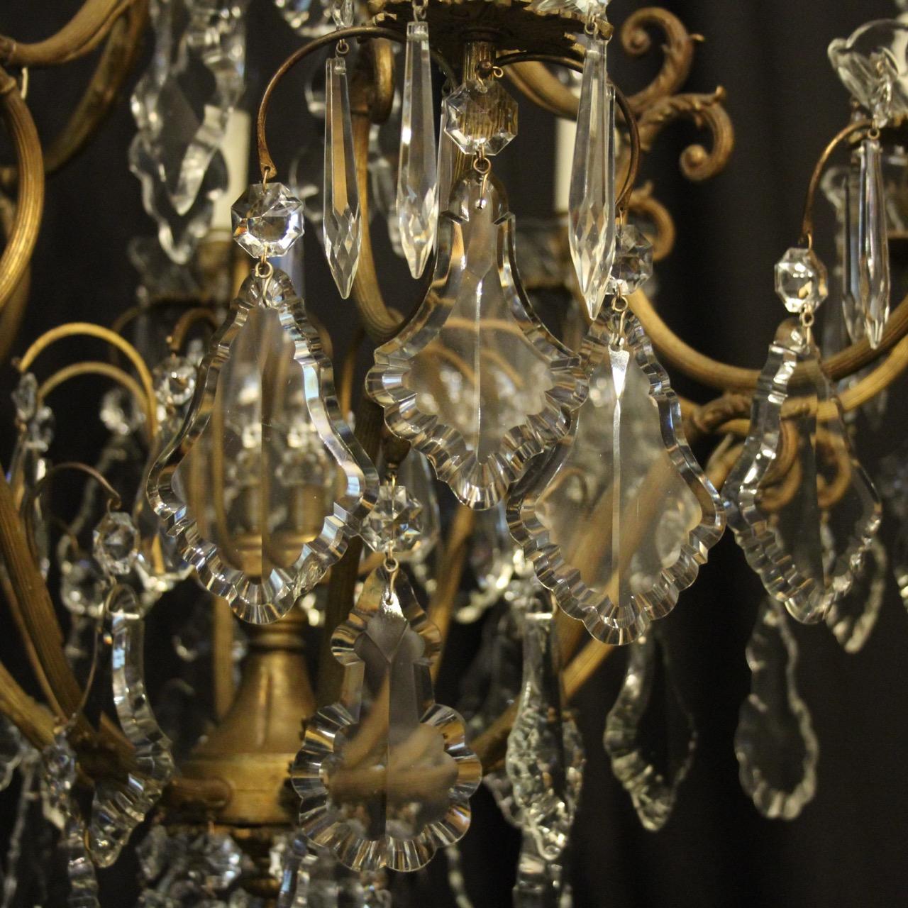 French, 19th Century Gilded and Crystal 9-Light Antique Chandelier In Good Condition For Sale In Chester, GB
