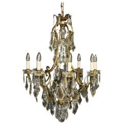 French, 19th Century Gilded and Crystal 9-Light Antique Chandelier