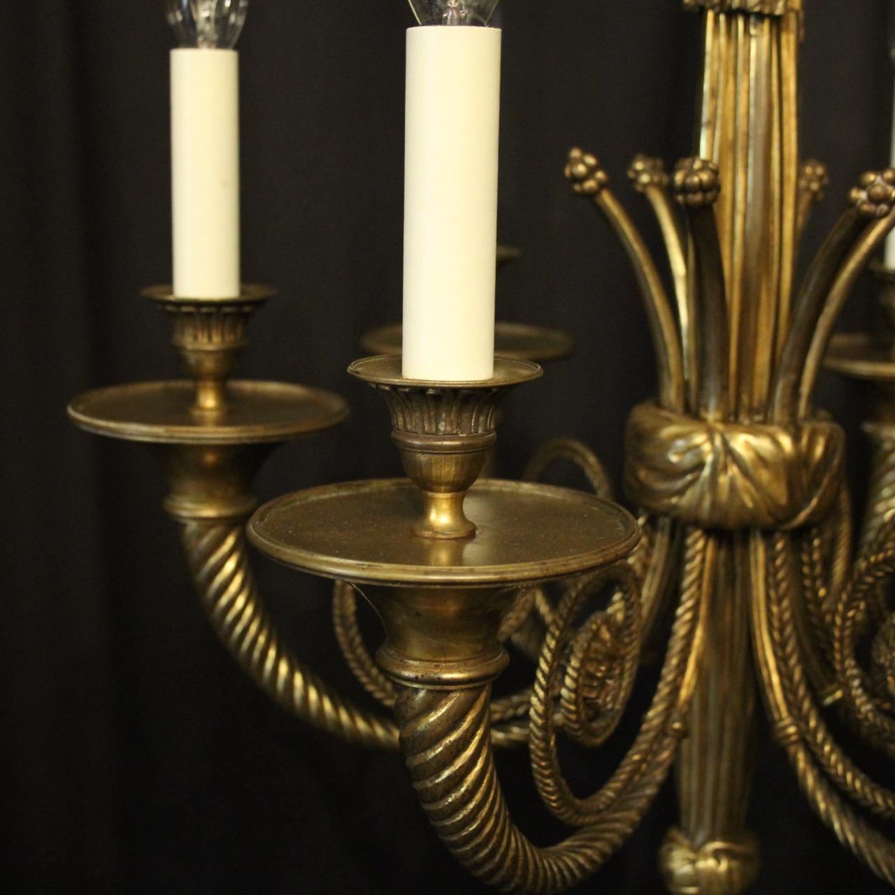 Empire French 19th Century Gilded Bronze 6-Light Antique Chandelier For Sale