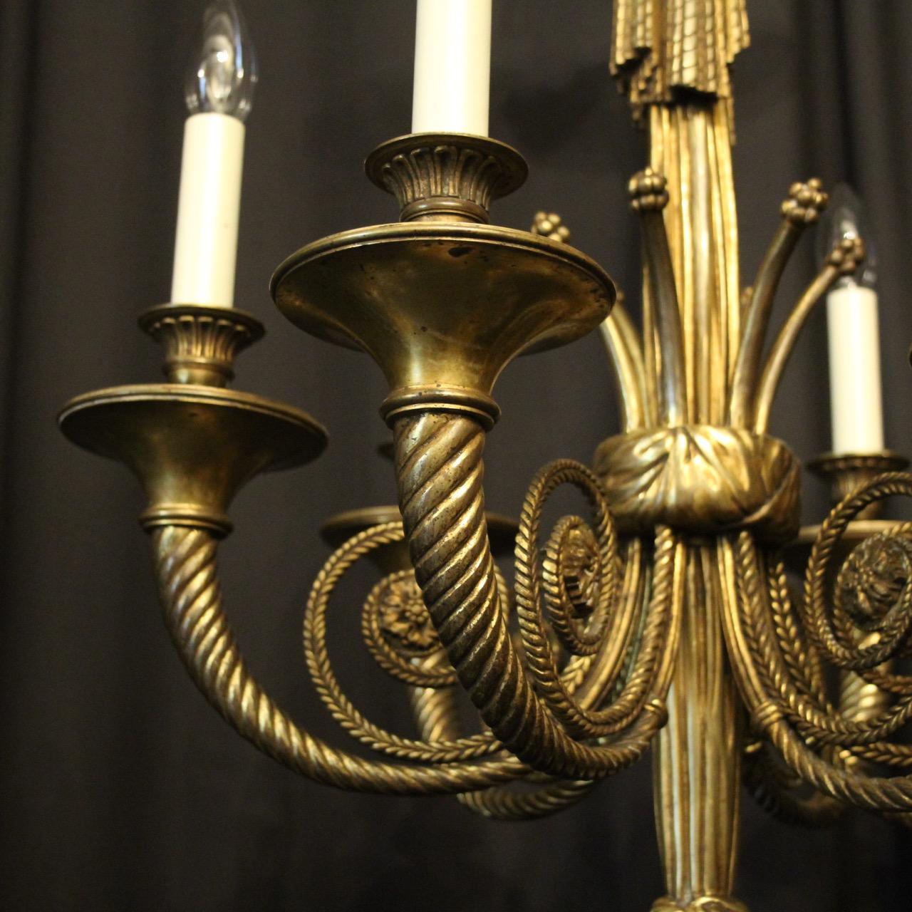 Gilt French 19th Century Gilded Bronze 6-Light Antique Chandelier For Sale