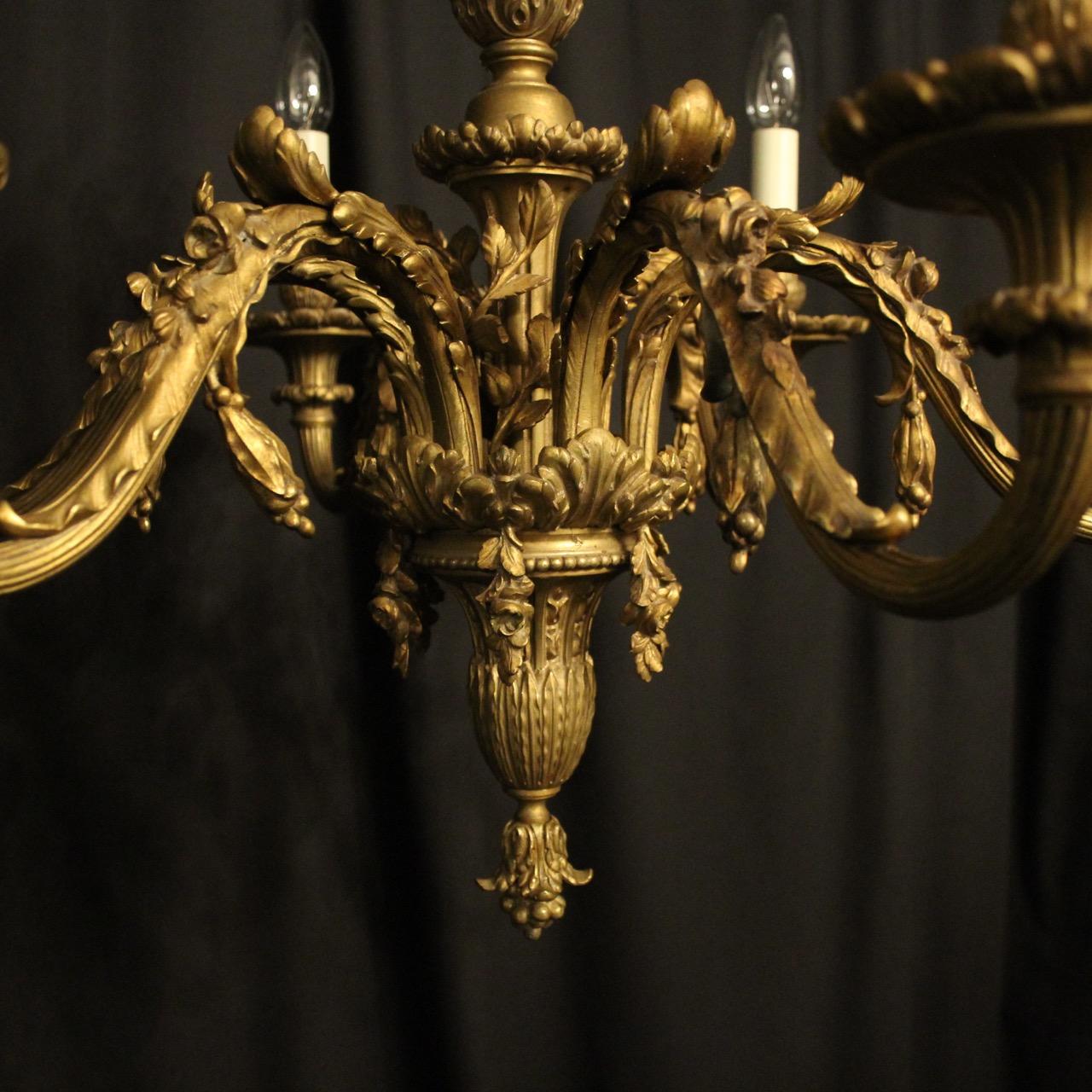 French 19th Century Gilded Bronze 6-Light Antique Chandelier 1